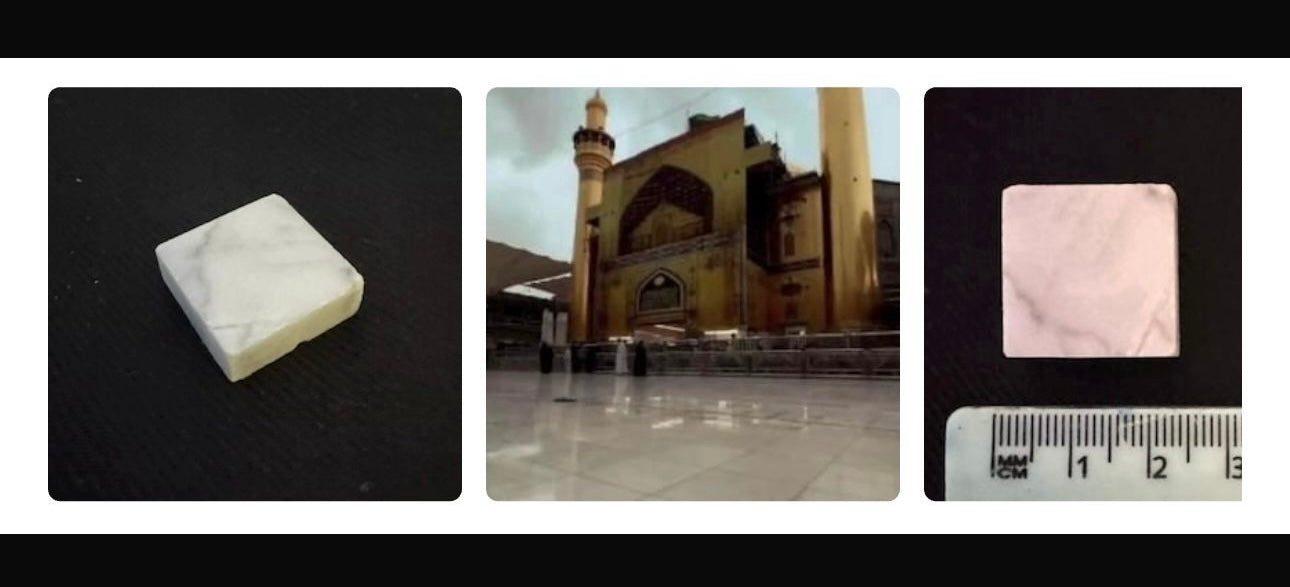 Marble square tile cut from Imam Ali masjed -Najaf