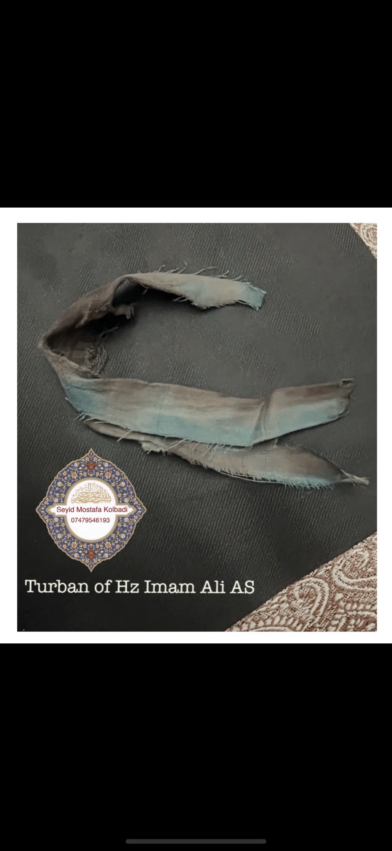 Turban cutting of Hz Imam Ali as certified