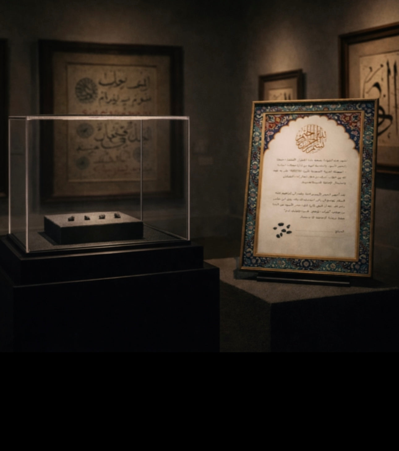 Islamic Hajr  E Aswad Stone . 3 hair , turban , yamani ruku , kiswa