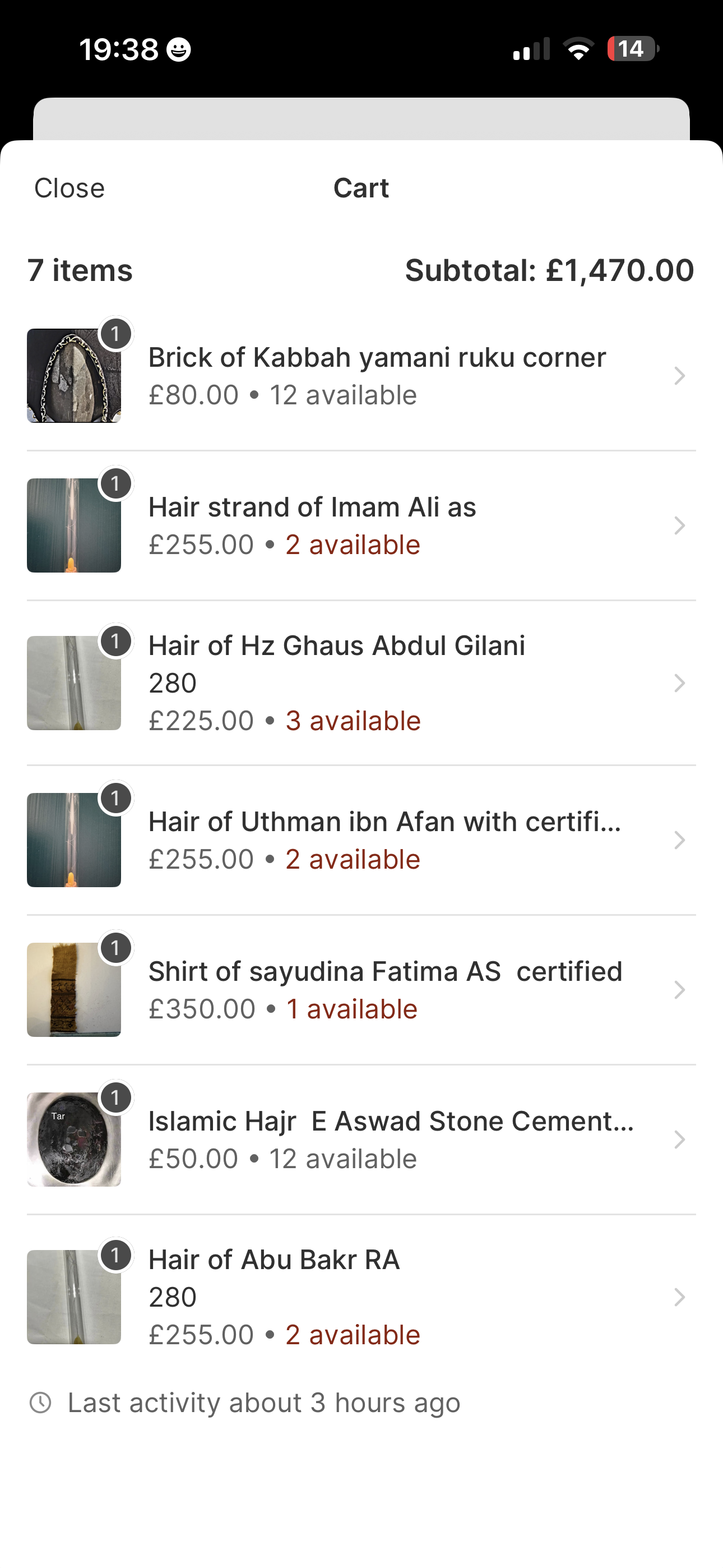 Shirt of sayudina Fatima AS  hairs of sahaba