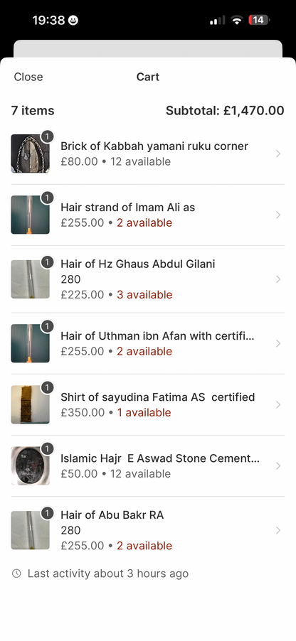 Shirt of sayudina Fatima AS  hairs of sahaba